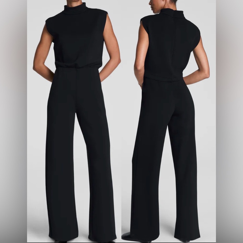 SPANX Black Sleeveless Mock Neck Jumpsuit (XL)
